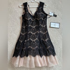 Betsy & Adam Black Lace Sheath Dress Size 8